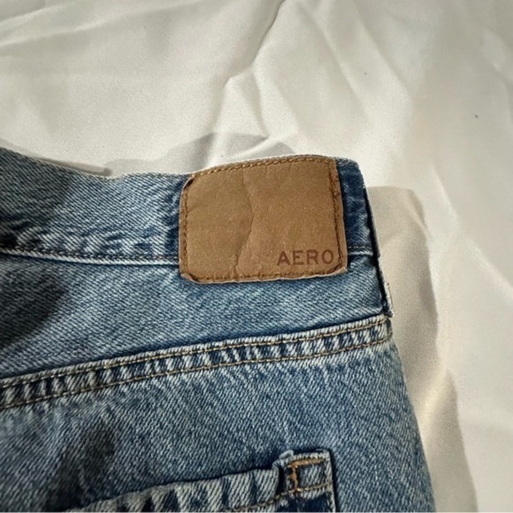 Aeropostale High Rise Baggy Distressed Jeans Blue 14 Reg 100% Cotton - Picture 7 of 14
